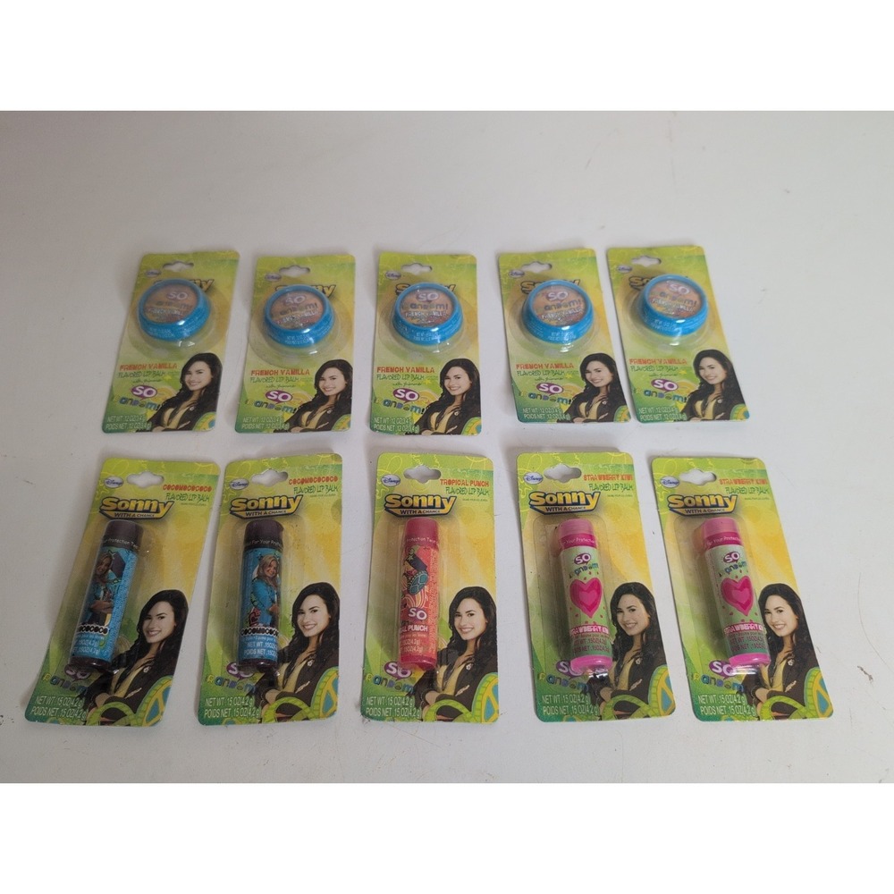 Lot Of 10 Disney Sonny Lip Balms French Vanilla Topical Punch Strawberry More!